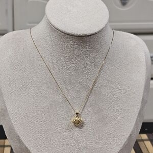 18k real saudi gold Dia Cut Pendant With Necklace